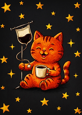 Cute Orange Cat Coffee IV Drip