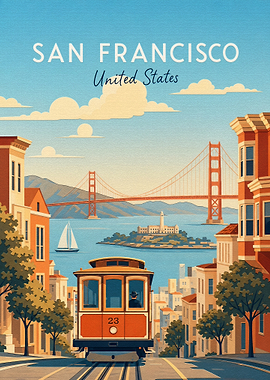 San Francisco Cable Car Travel Poster