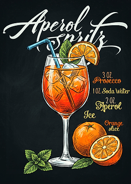 Aperol Spritz Cocktail Recipe Chalkboard Art