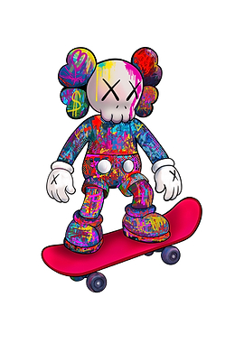 KAWS Character Skateboarding Graffiti Art