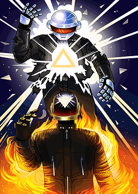 Daft Punk Electronic Music Duo Illustration