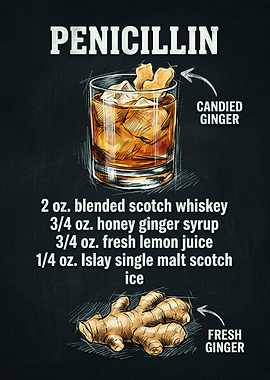 Penicillin Cocktail Recipe Chalkboard Art