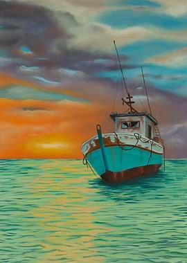 Old Fishing Boat at Sunset