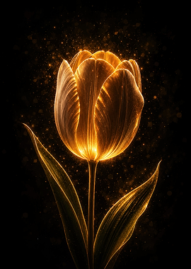 Glowing Golden Tulip Art