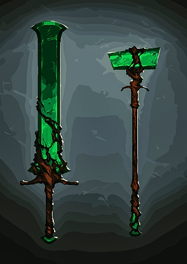 Emerald Crystal Sword and Hammer Set