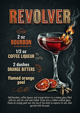 Revolver Cocktail Recipe Chalkboard Art