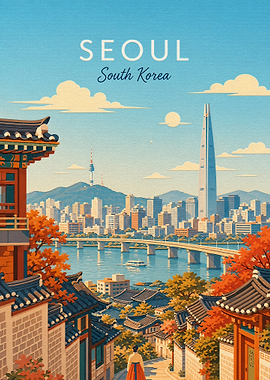 Seoul South Korea Travel Poster