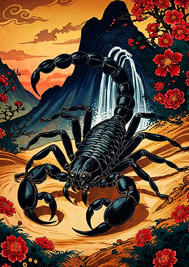 Black Scorpion in Japanese Art Style