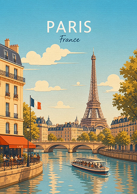 Vintage Paris Travel Poster