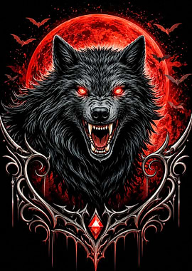 Fierce Werewolf Under Red Moon