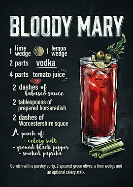 Bloody Mary Cocktail Recipe Poster