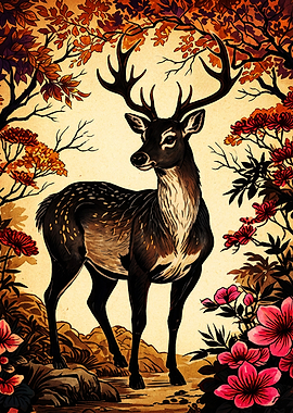 Majestic Stag in Autumn Forest
