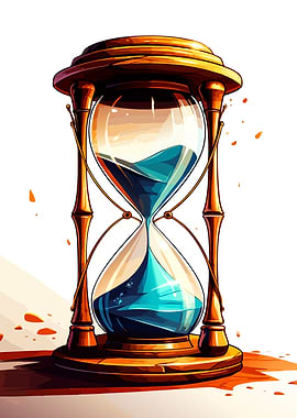 Stylized Hourglass with Blue Liquid