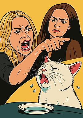 Woman Yelling at a Confused Cat