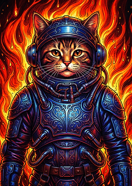 Cat Astronaut in Ornate Space Suit