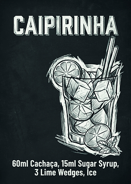 Caipirinha Cocktail Chalkboard Recipe Art