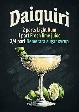 Daiquiri Cocktail Recipe Chalkboard Art