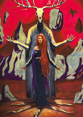 Red-Haired Priestess and Deer Spirit