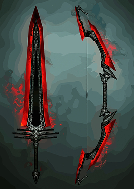 Fantasy Red and Black Weapon Set