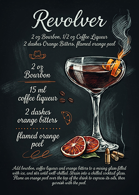 Revolver Cocktail Recipe Chalkboard Art
