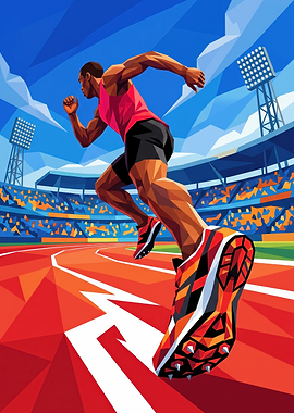 Low Poly Sprinter on Track