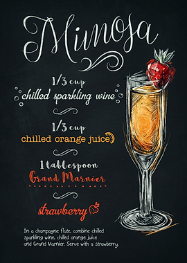 Mimosa Cocktail Recipe Chalkboard Art