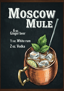 Moscow Mule Cocktail Recipe Chalkboard Art