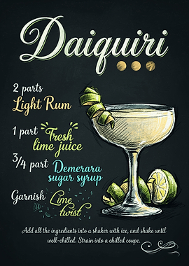 Daiquiri Cocktail Recipe Chalkboard Art