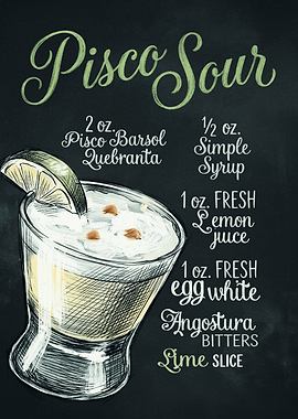 Pisco Sour Cocktail Recipe Poster