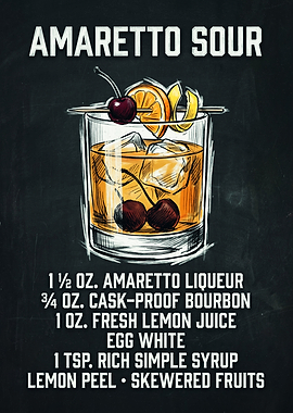 Amaretto Sour Cocktail Recipe Poster