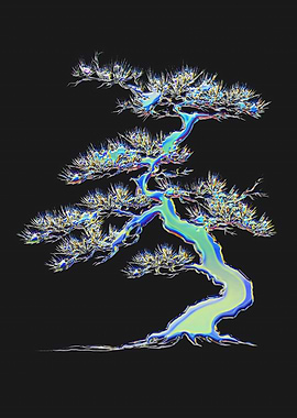 Iridescent Holographic Bonsai Tree