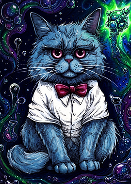 Dapper Blue Cat in Cosmic Bubbles