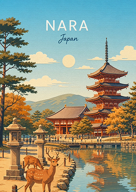 Nara Japan Travel Poster Art