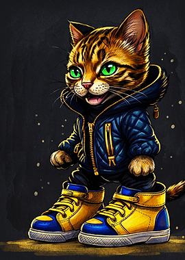Cool Cat in Streetwear Outfit