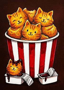 Cute Cat-Shaped Chicken Nuggets