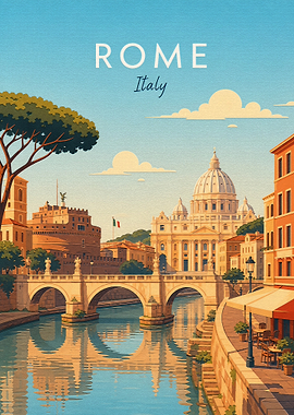 Vintage Travel Poster of Rome Italy