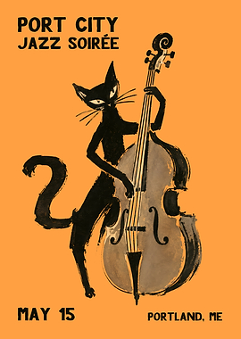 Port City Jazz Soiree Cat Poster