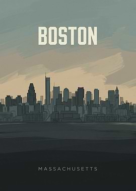 Boston Massachusetts Skyline Poster