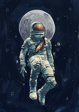 Astronaut with Galaxy Heart Illustration