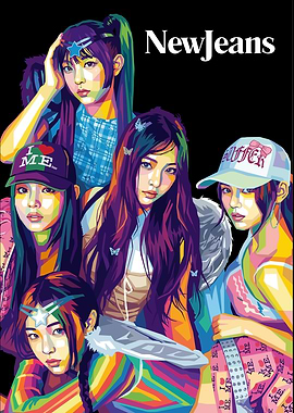 NewJeans K-Pop Group Pop Art Portrait