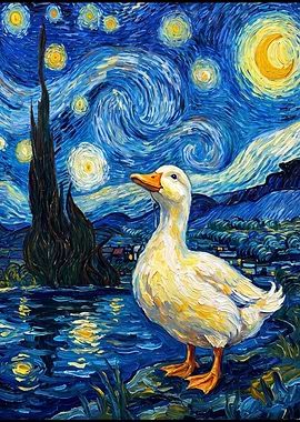 Starry Night Duck Painting