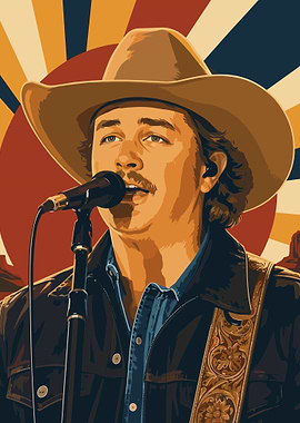 Country Singer Cowboy Portrait Poster