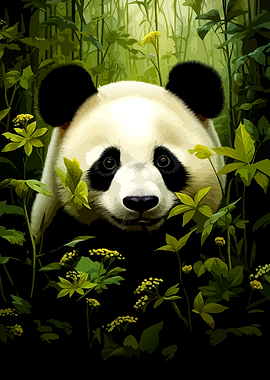 Panda in Lush Green Forest