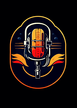 Vintage Microphone Emblem Illustration
