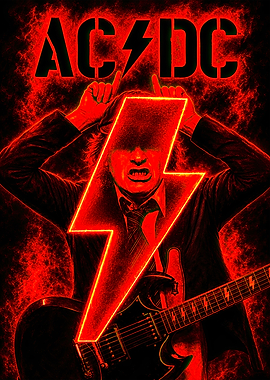 AC/DC Angus Young Red Lightning Poster