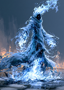 Spectral Blue Fire Mage Figure