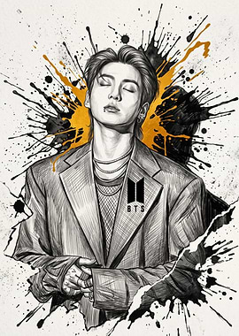 Jungkook BTS Ink Splatter Portrait