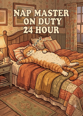 Nap Master On Duty Cat Poster