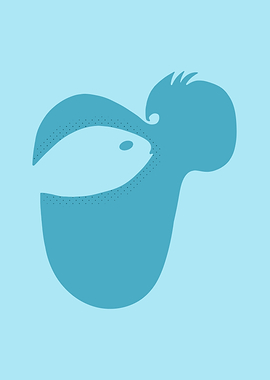Minimalist Pelican and Fish Illustration