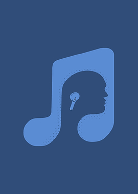 Minimalist Music Note Headphone Silhouette
